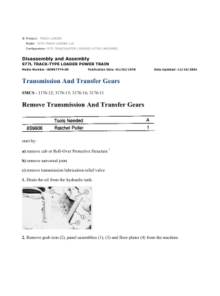 Caterpillar Cat 977K 977L TRACK LOADER (Prefix 11K) Service Repair Manual Instant Download (11K05051-07762)