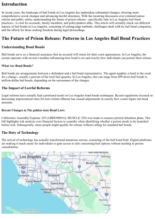 The Future of Jail Launch: Patterns in Los Angeles Bail Bond Practices