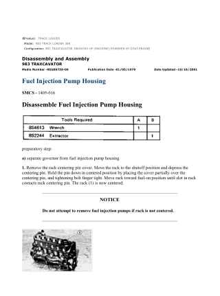 Caterpillar Cat 983 TRACK LOADER (Prefix 38K) Service Repair Manual Instant Download (38K00765 and up)