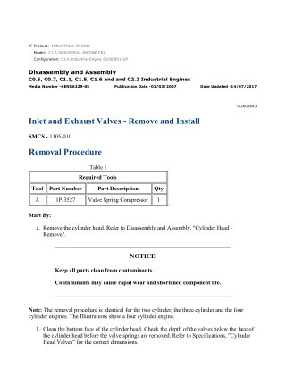 Caterpillar Cat C1.6 Industrial Engine (Prefix C6J) Service Repair Manual Instant Download (C6J00001 and up)