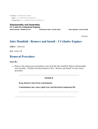 Caterpillar Cat C1.7 Industrial Engine (Prefix G34) Service Repair Manual Instant Download (G3400001 and up)