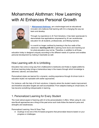 Mohammed Alothman How Learning with AI Enhances Personal Growth