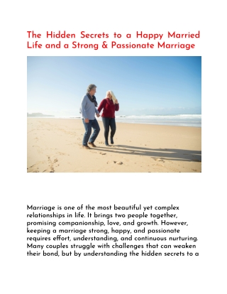 The Hidden Secrets to a Happy Married Life and a Strong & Passionate Marriage