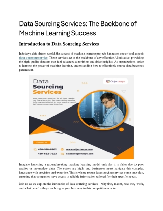 Data Sourcing Services The Backbone of Machine Learning Success
