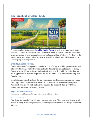 Find Prime Land for Sale in Florida