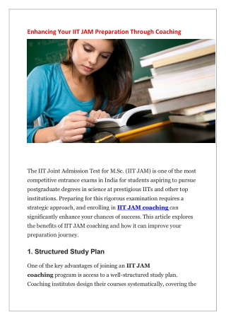 Enhancing Your IIT JAM Preparation Through Coaching