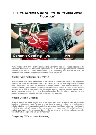 PPF Vs. Ceramic Coating – Which Provides Better Protection?