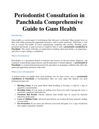 Periodontist Consultation in Panchkula Comprehensive Guide to Gum Health