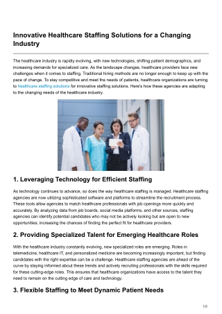 Innovative Healthcare Staffing Solutions for a Changing Industry
