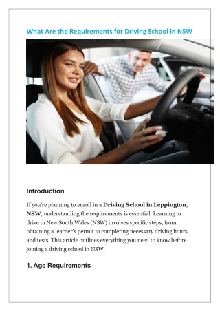 What Are the Requirements for Driving School in NSW