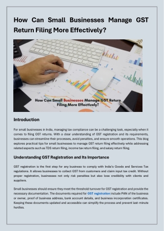 How Can Small Businesses Manage GST Return Filing More Effectively