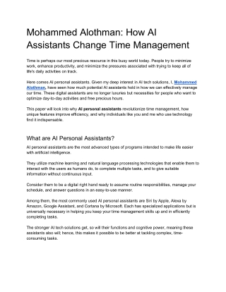 Mohammed Alothman How AI Assistants Change Time Management