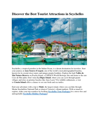 Discover the Best Tourist Attractions in Seychelles