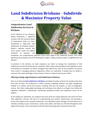 Land Subdivision Brisbane - Subdivide & Maximize Property Value