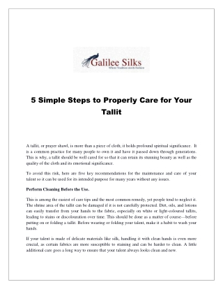 5 Simple Steps to Properly Care for Your Tallit