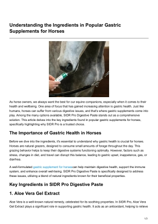 Understanding the Ingredients in Popular Gastric Supplements for Horses