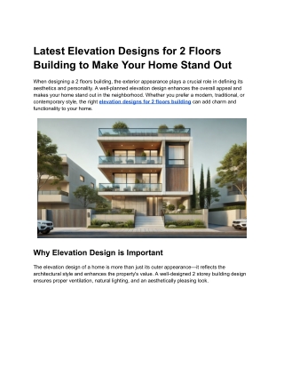 Latest Elevation Designs for 2 Floors Building to Make Your Home Stand Out