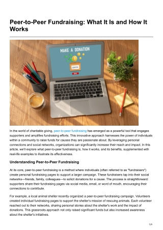 Peer-to-Peer Fundraising What It Is and How It Works