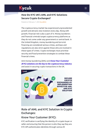 How Do KYC UK's AML and KYC Solutions Secure Crypto Exchanges?