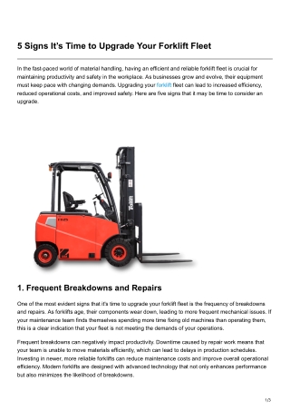 5 Signs Its Time to Upgrade Your Forklift Fleet