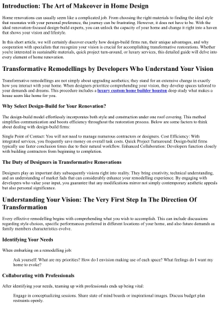 Transformative Remodellings by Designers That Understand Your Vision