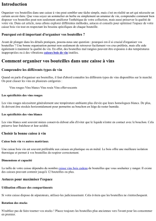 Comment organiser vos bouteilles dans une caisse à vins