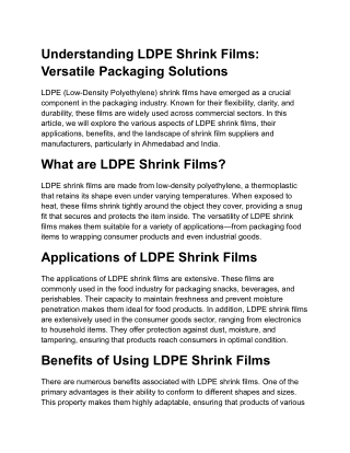 Understanding LDPE Shrink Films_ Versatile Packaging Solutions