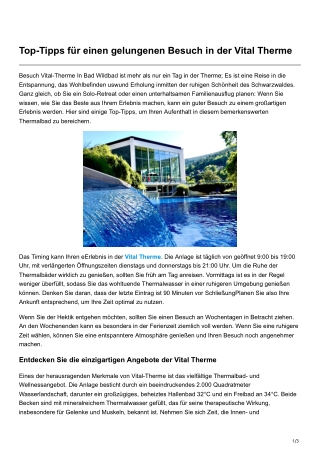 Top-Tipps für einen gelungenen Besuch in der Vital Therme