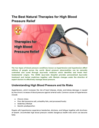 The Best Natural Therapies for High Blood Pressure Relief