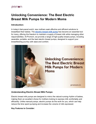 Unlocking Convenience_ The Best Electric Breast Milk Pumps for Modern Moms