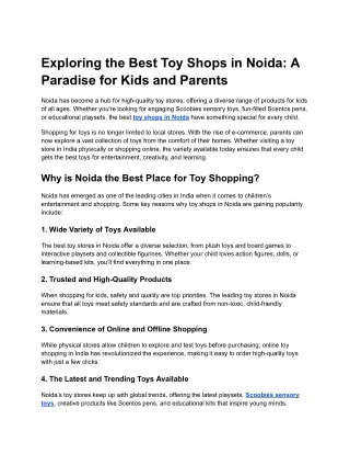 Exploring the Best Toy Shops in Noida_ A Paradise for Kids and Parents