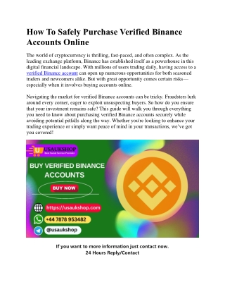 How To Safely Purchase Verified Binance Accounts Online