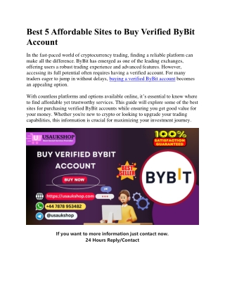 Best 5 Affordable Sites to Buy Verified ByBit Account