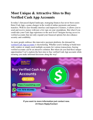 Most Unique & Attractive Sites to Buy Verified Cash App Accounts