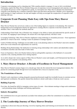 Corporate Event Planning Made Easy with Tips from Mary Hoover Drucker