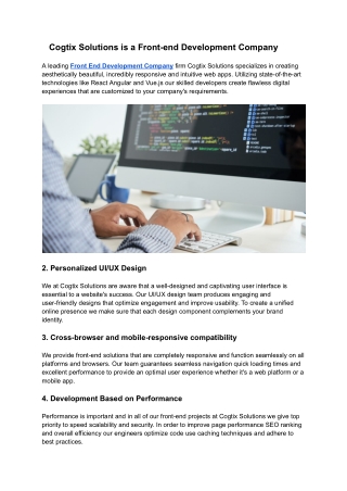 Cogtix Solutions is a Front-end Development Company