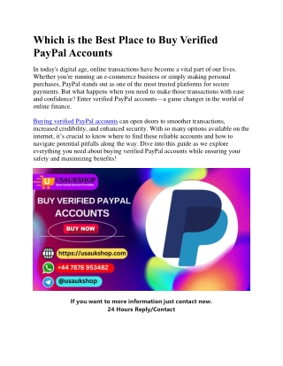 Which is the Best Place to Buy Verified PayPal Accounts