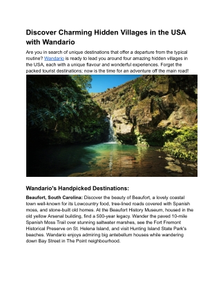 Discover Treasures_ Beaufort, Marfa, Galena & Bar Harbour—Wandario