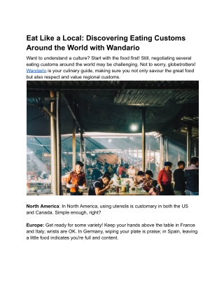 Eat Like a Local_ Unlocking World Dining Etiquette with Wandario