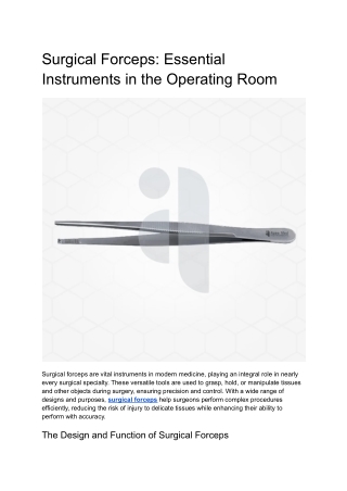 Surgical Forceps_ Essential Instruments in the Operating Room