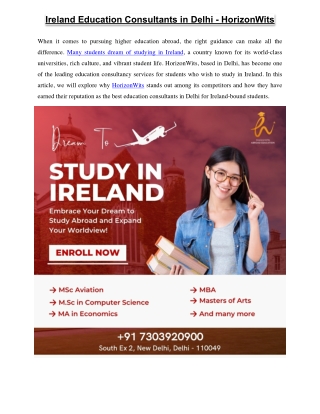 Ireland Education Consultants in Delhi – HorizonWits