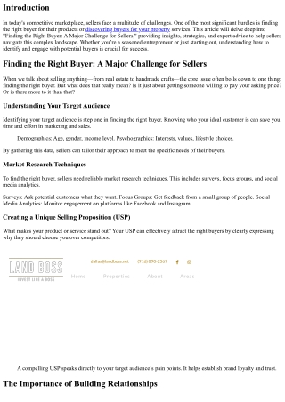 Finding the Right Buyer: A Major Challenge for Sellers