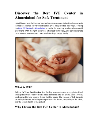 Best IVF Center in Ahmedabad for Safe Treatment