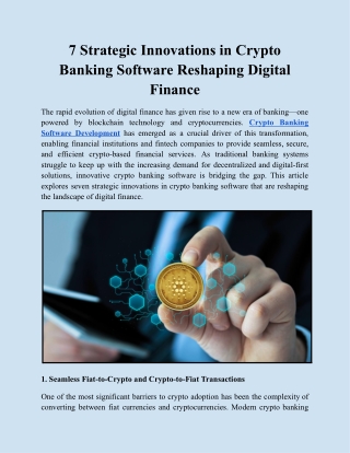 7 Strategic Innovations in Crypto Banking Software Reshaping Digital Finance
