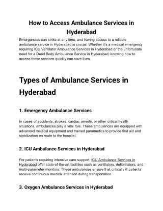 How to Access Ambulance Services in Hyderabad
