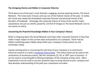 the intriguing stories and hidden in corporate histories