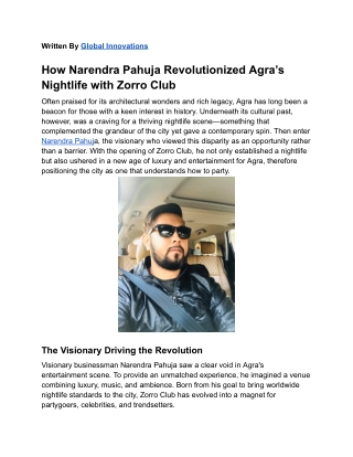 How Zorro Club Transformed Agra's Nightlife_ The Vision of Narendra Pahuja
