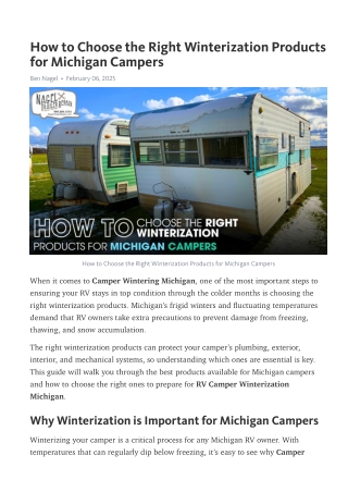 Essential Winterization Products for Camper Wintering Michigan Owners