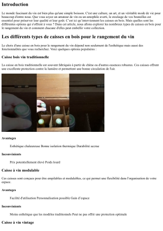 Les différents types de caisses en bois pour le rangement du vin