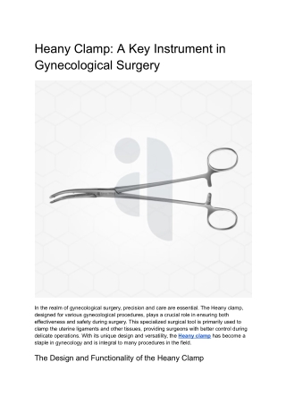 Heany Clamp_ A Key Instrument in Gynecological Surgery